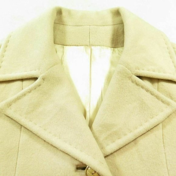 Vintage 70s Cashmere Over Coat L Champagne Pockets - Picture 6 of 11